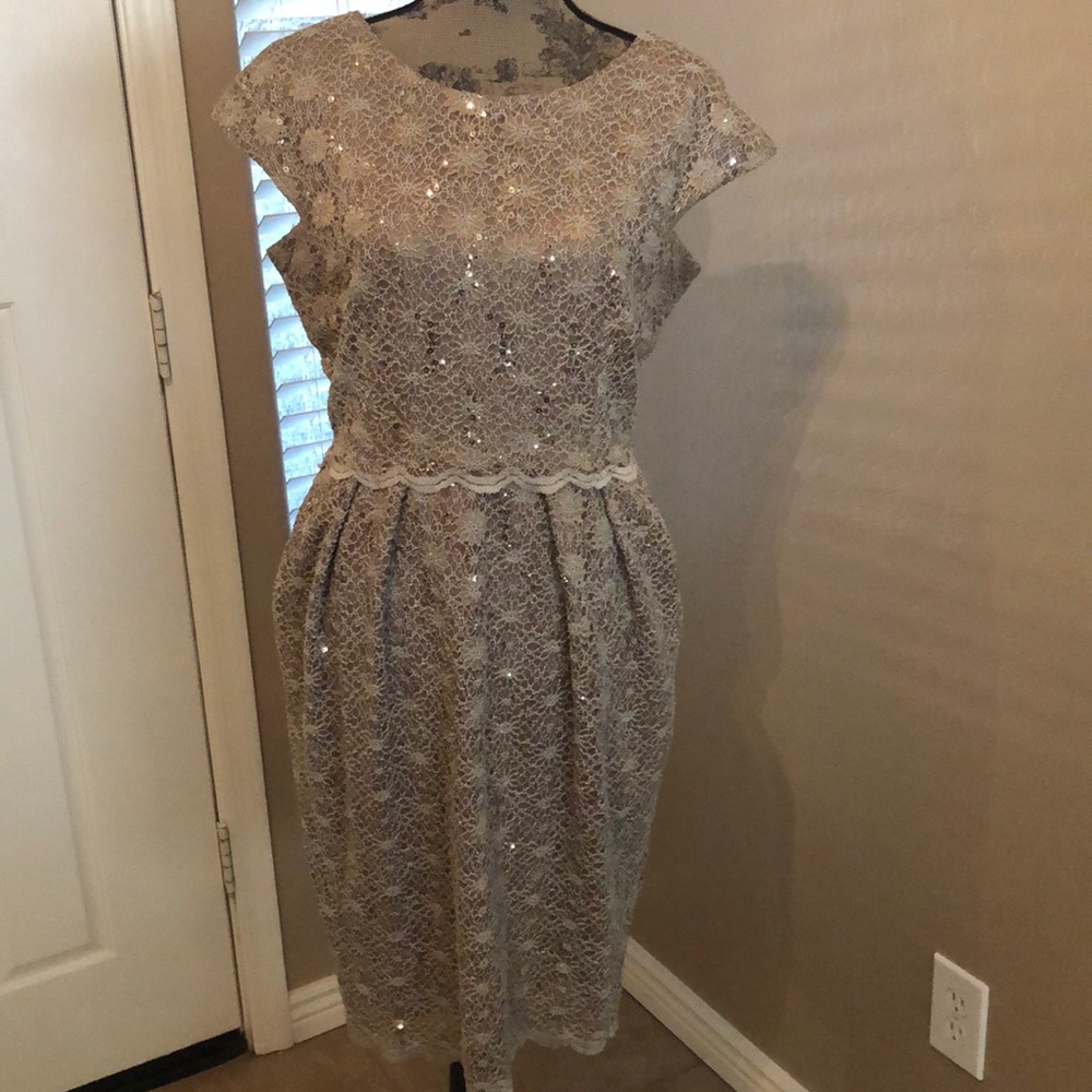 Gold A Line Dress with pockets